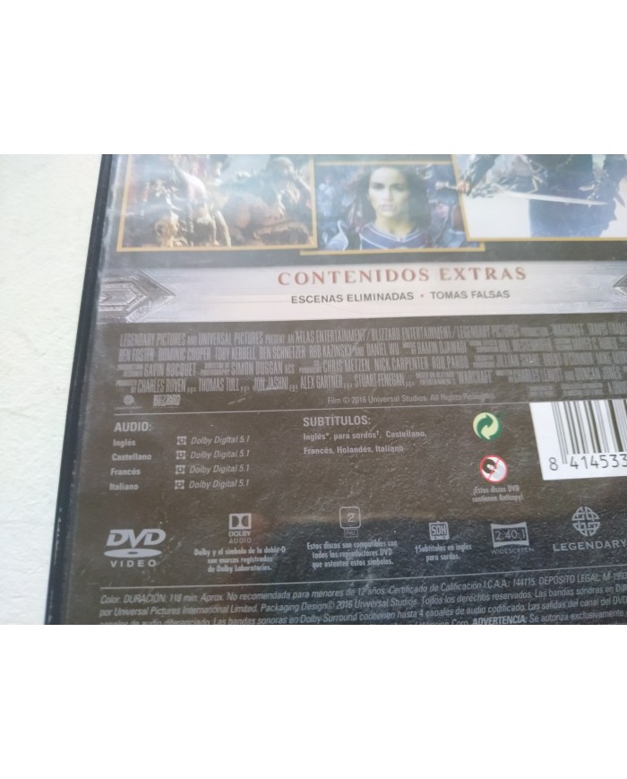 Warcraft El Origen - DVD + Extras Español Ingles Region 2 Am