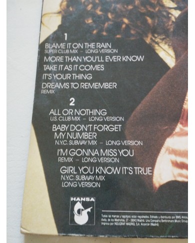 Milli Vanilli All Or Nothing The US Remix Album 1989 - LP Vinilo 12" VG/VG Am