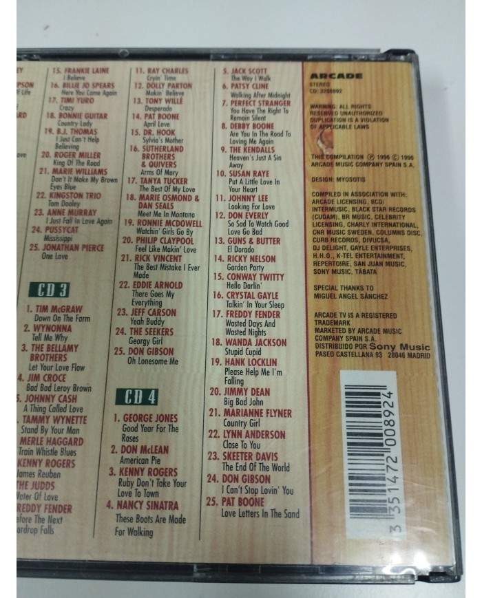 Las 100 Mejores Canciones del Country Kenny rogers Cash 1996 Fat Box - 4 x CD Am