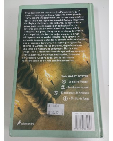 Harry Potter Y La Camara Secreta J K Rowling Edicion 2002 Salamandra - LIBRO Am
