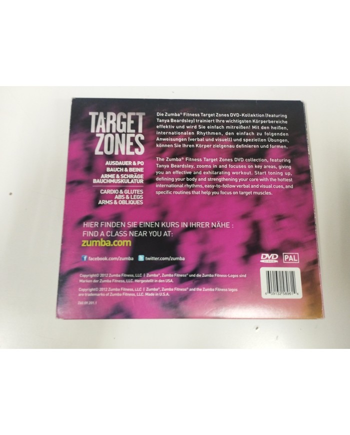 Zumba Fitness Target Zones Tanya Beardsley Cardio Glutes Abs Legs - 3 x DVD PAL