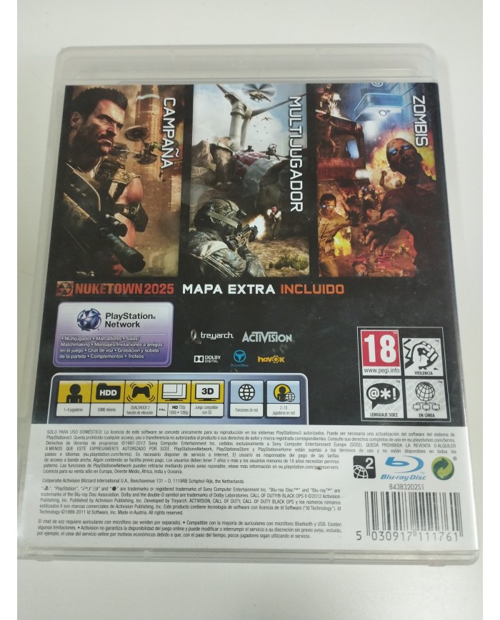 Call of Duty Black Ops II Activision - Juego PlayStation 3 PS3 Am
