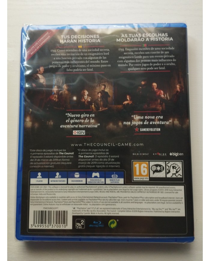 The Council Complete Edition Bigben 5 Episodios Juego PS4 Edic España PAL Nuevo