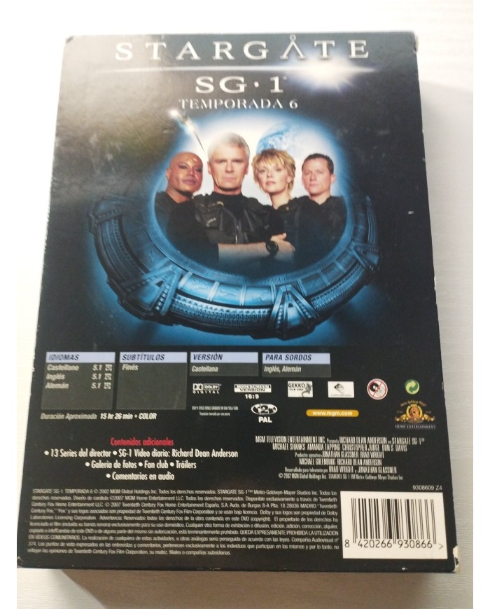 Stargate Sg 1 Temporada 6 Richard Dean - DVD Español Ingles Region 2 Am