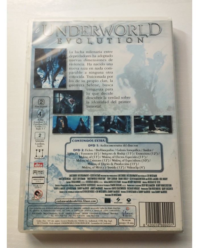 Underworld Evolution Ed Especial Beckinsale - 2 x DVD Español Ingles Reg 2 Am