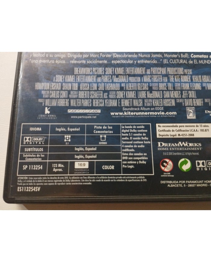 Cometas en el Cielo Marc Forster - DVD Region 2 Espa?ol Ingles Am