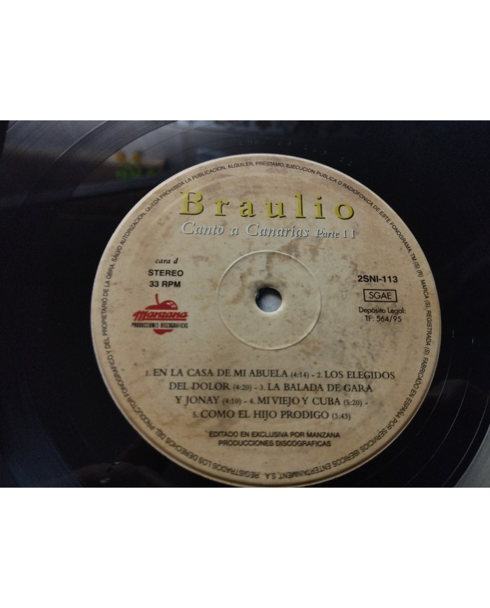 Braulio Canto A Canarias Parte I y II 1995 Manzana - 2 x LP 12" Vinilo G+/VG