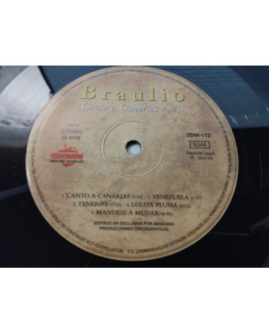 Braulio Canto A Canarias Parte I y II 1995 Manzana - 2 x LP 12" Vinilo G+/VG Braulio Canto A Canarias Parte I y II 1995 Manzana - 2 x LP 12" Vinilo G+/VG