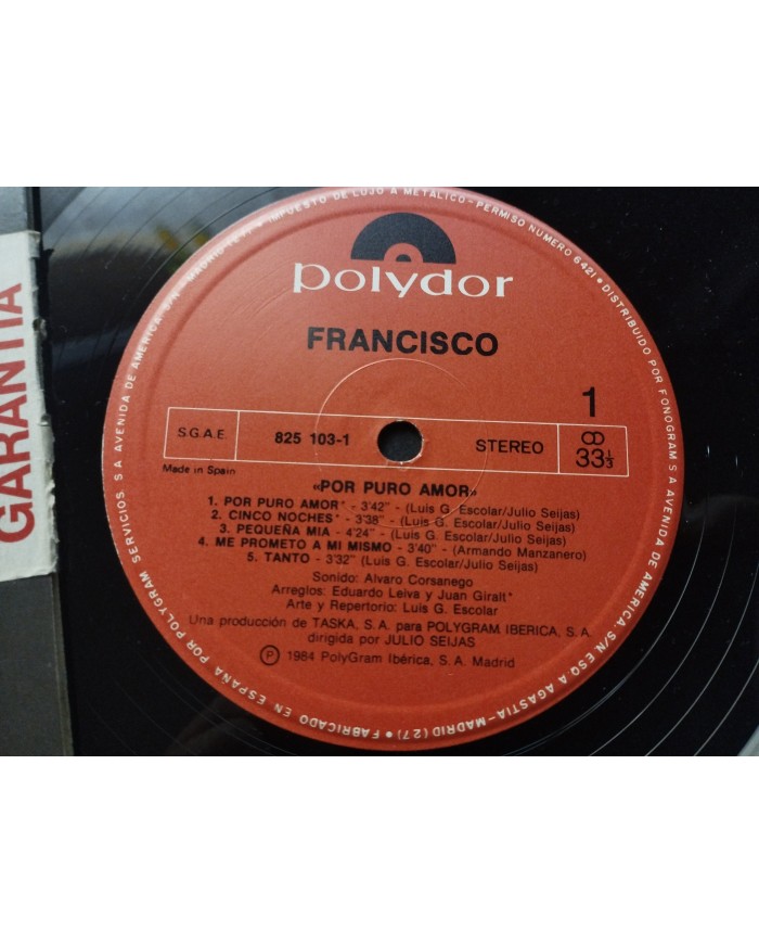 Francisco Por Puro Amor 825103-1 Polydor 1984 - LP Vinilo 12" G+/VG