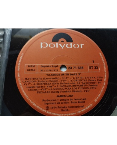 James Last Classics Up To Date 3 Polydor 1975 2371538 - LP 12" Vinilo VG/VG James Last Classics Up To Date 3 Polydor 1975 2371538 - LP 12" Vinilo VG/VG
