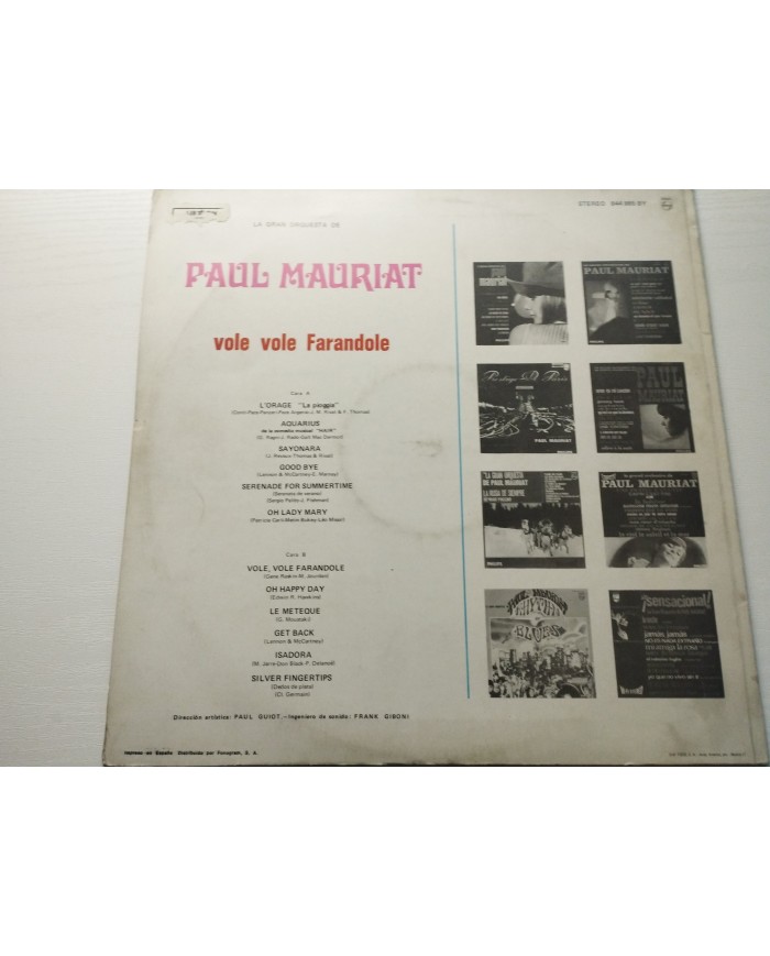 Paul Mauriat Su Orquesta Vole Vole Farandole Philips 1969 - LP Vinilo 12" G+/VG