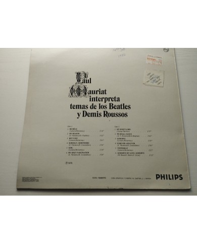 PAUL MAURIAT INTERPRETA TEMAS THE BEATLES DEMIS 9120022 LP VINILO 12" VG/VG 1975 PAUL MAURIAT INTERPRETA TEMAS THE BEATLES DEMIS 9120022 LP VINILO 12" VG/VG 1975