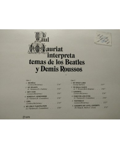 PAUL MAURIAT INTERPRETA TEMAS THE BEATLES DEMIS 9120022 LP VINILO 12" VG/VG 1975 PAUL MAURIAT INTERPRETA TEMAS THE BEATLES DEMIS 9120022 LP VINILO 12" VG/VG 1975