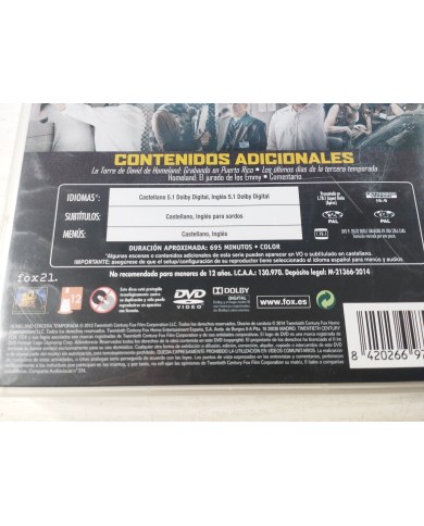 Homeland Tercera Temporada 3 Completa - 4 x DVD Español Ingles 3T