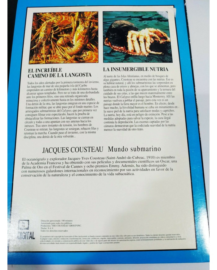 Jacques Cousteau Increible Camino Langosta Insumergible Nutria LASERDISC LD - 2T