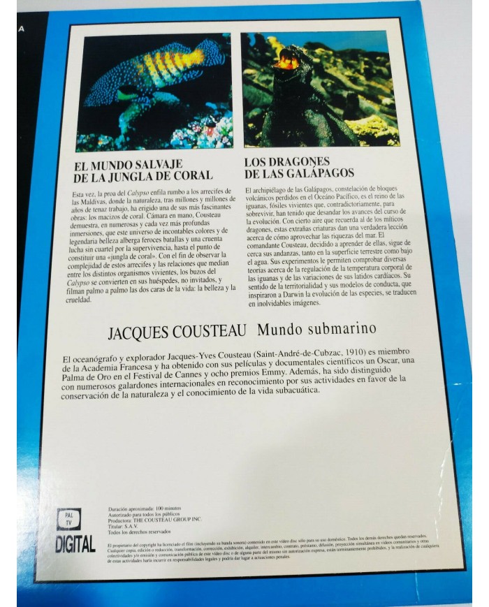 Jacques Cousteau Dragones Galapagos Jungla de Coral - LASERDISC LD - 2T