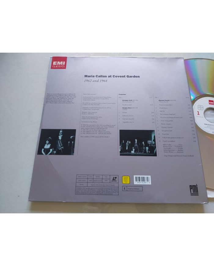 Maria Callas At Covent Garden EMI 1962 and 1964 - LASERDISC LD - 2T