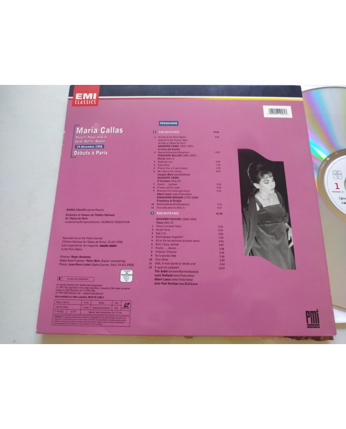 Maria Callas Debuts a Paris 1958 Puccini Tosca Verdi 1991 - LASERDISC LD - 2T