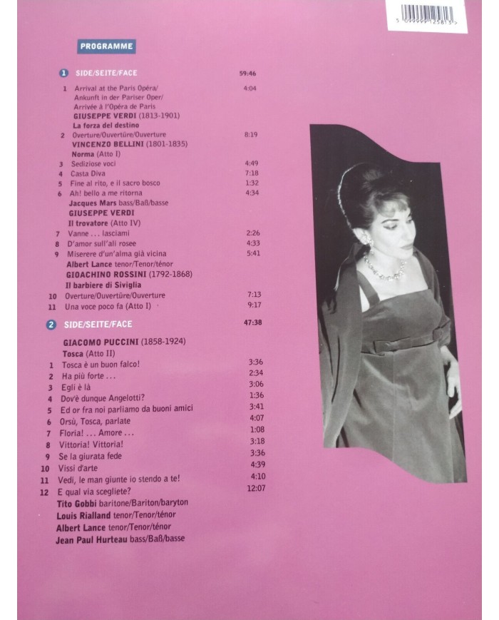 Maria Callas Debuts a Paris 1958 Puccini Tosca Verdi 1991 - LASERDISC LD - 2T