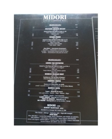 Midori Live At Carnagie Hall Mozart Strauss Beethoven 1991 - LASERDISC LD - 2T Midori Live At Carnagie Hall Mozart Strauss Beethoven 1991 - LASERDISC LD - 2T