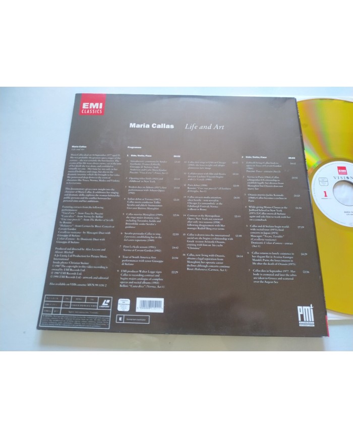 Maria Callas Life And Art EMI 1991 pmi - LASERDISC LD - 2T