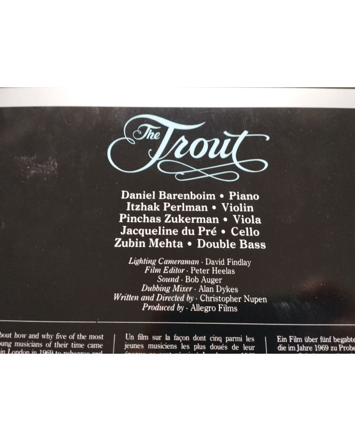 The Trout Die Forelle La Truite Barenboim Perlman Mehta - LASERDISC LD - 2T