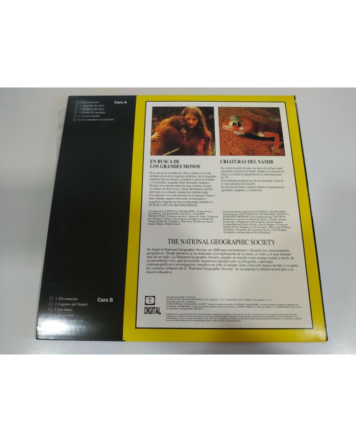 National Geographic En Busca de Grandes Monos Criaturas Namib LASERDISC LD 2T National Geographic En Busca de Grandes Monos Criaturas Namib LASERDISC LD 2T