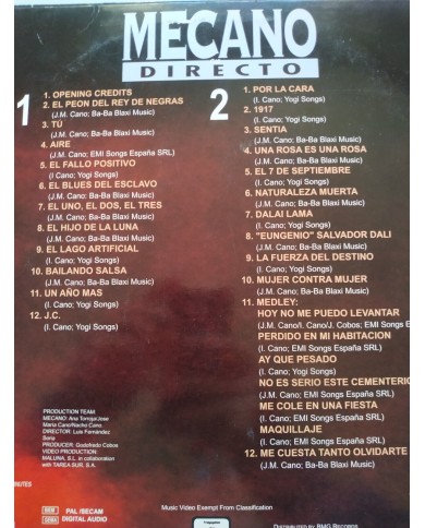 Mecano en Directo 1992 BMG 112 min 24 tracks - LASERDISC LD Español Mecano en Directo 1992 BMG 112 min 24 tracks - LASERDISC LD Español