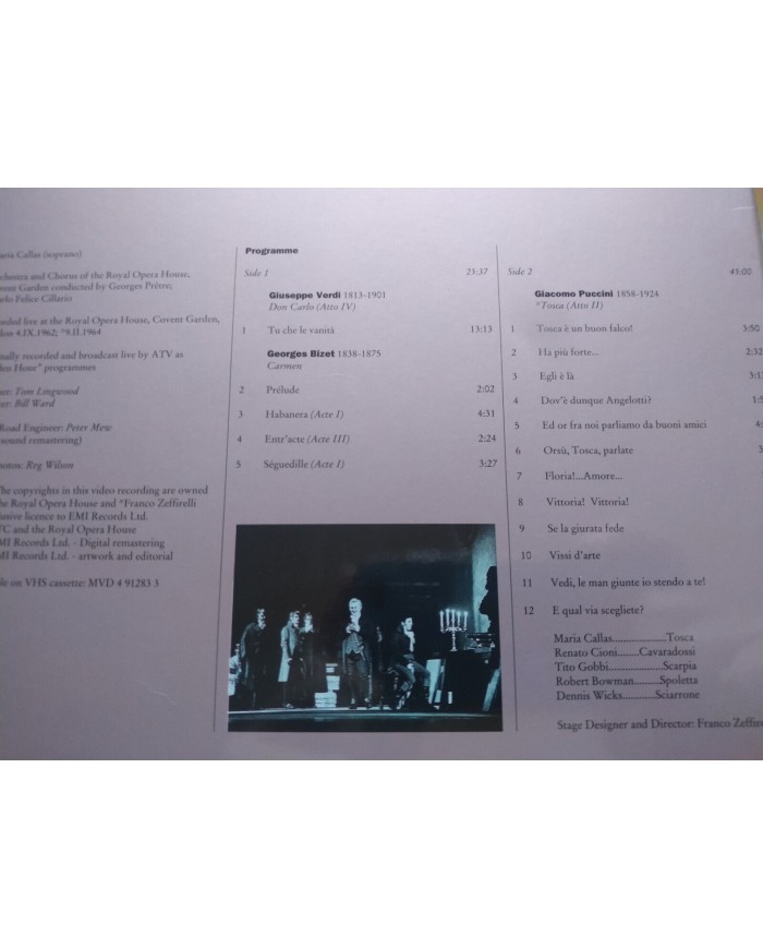 Maria Callas At Covent Garden EMI 1962 and 1964 - LASERDISC LD - 2T