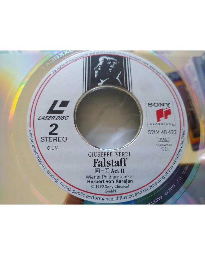 Verdi Falstaff Karajan Sony 1991 Taddei Panerai Kabaivanska - 2 x LASERDISC LD Verdi Falstaff Karajan Sony 1991 Taddei Panerai Kabaivanska - 2 x LASERDISC LD