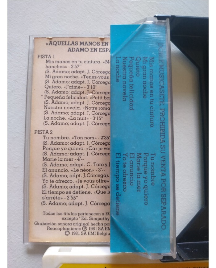 Adamo en Español Aquellas Manos en Tu Cintura EMI 1981 - Cinta Tape Cassette Adamo en Español Aquellas Manos en Tu Cintura EMI 1981 - Cinta Tape Cassette
