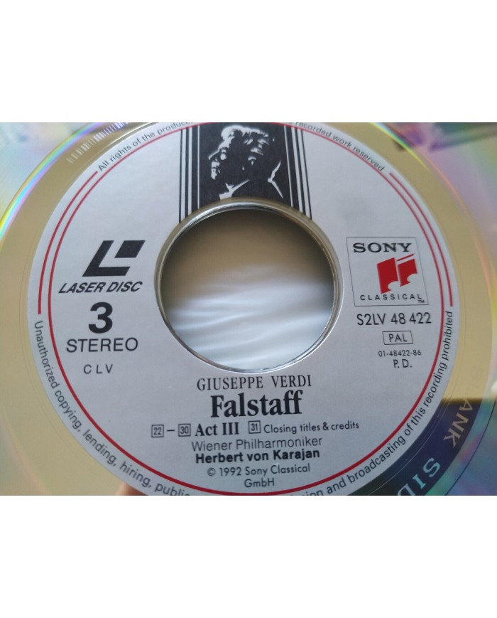 Verdi Falstaff Karajan Sony 1991 Taddei Panerai Kabaivanska - 2 x LASERDISC LD Verdi Falstaff Karajan Sony 1991 Taddei Panerai Kabaivanska - 2 x LASERDISC LD