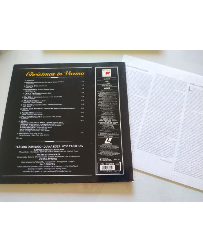 Christmas In Vienna Diana Ross Placido Domingo Jose Carreras 1992 - LASERDISC LD