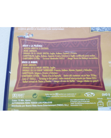 El Rey Leon 3 Hakuna Matata Edicion Especial - 2x DVD Español Ingles Region 2 Am El Rey Leon 3 Hakuna Matata Edicion Especial - 2x DVD Español Ingles Region 2 Am