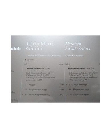 Mstislav Rostropovich Dvorak Saint Saens Carlo Maria Giulini - LASERDISC LD Mstislav Rostropovich Dvorak Saint Saens Carlo Maria Giulini - LASERDISC LD