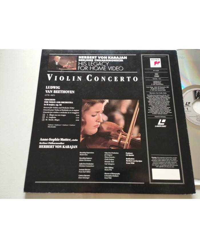 Beethoven Violin Concerto Karajan Sony 1991 - LASERDISC LD - 2T