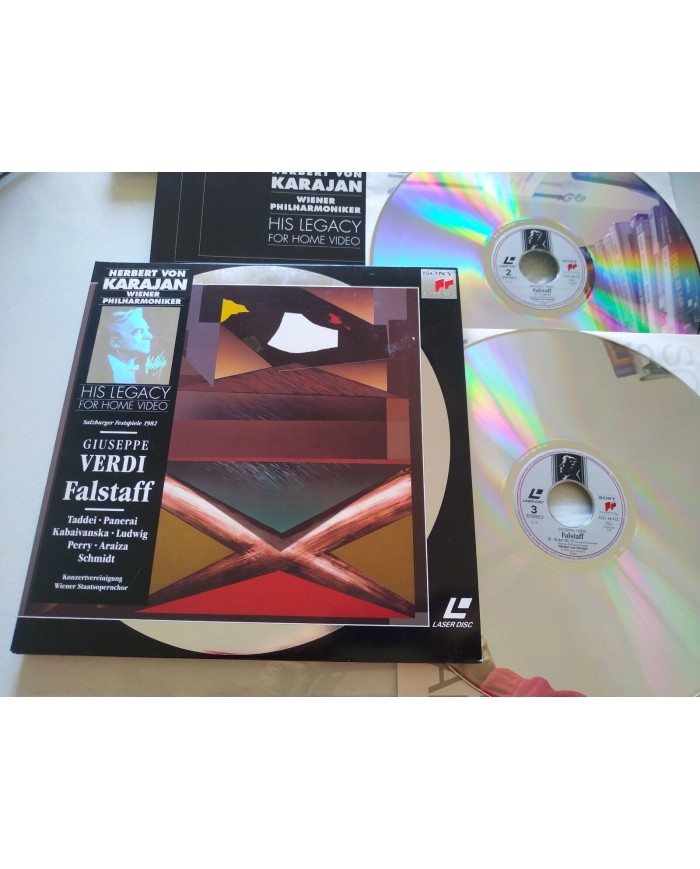 Verdi Falstaff Karajan Sony 1991 Taddei Panerai Kabaivanska - 2 x LASERDISC LD Verdi Falstaff Karajan Sony 1991 Taddei Panerai Kabaivanska - 2 x LASERDISC LD