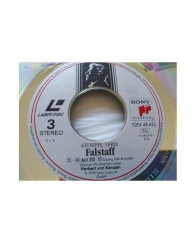 Verdi Falstaff Karajan Sony 1991 Taddei Panerai Kabaivanska - 2 x LASERDISC LD Verdi Falstaff Karajan Sony 1991 Taddei Panerai Kabaivanska - 2 x LASERDISC LD