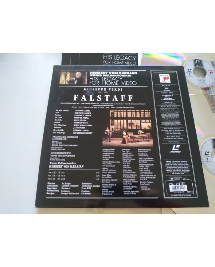 Verdi Falstaff Karajan Sony 1991 Taddei Panerai Kabaivanska - 2 x LASERDISC LD Verdi Falstaff Karajan Sony 1991 Taddei Panerai Kabaivanska - 2 x LASERDISC LD