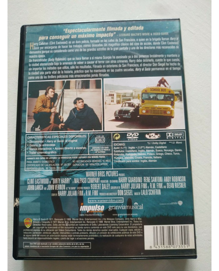 Harry el Sucio Clint Eastwood - DVD + Extras Español Ingles Region 2 Am