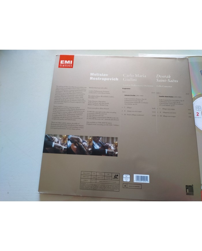 Mstislav Rostropovich Dvorak Saint Saens Carlo Maria Giulini - LASERDISC LD
