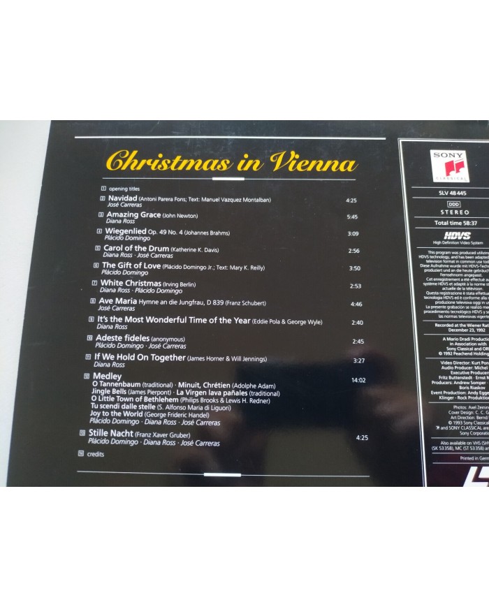 Christmas In Vienna Diana Ross Placido Domingo Jose Carreras 1992 - LASERDISC LD