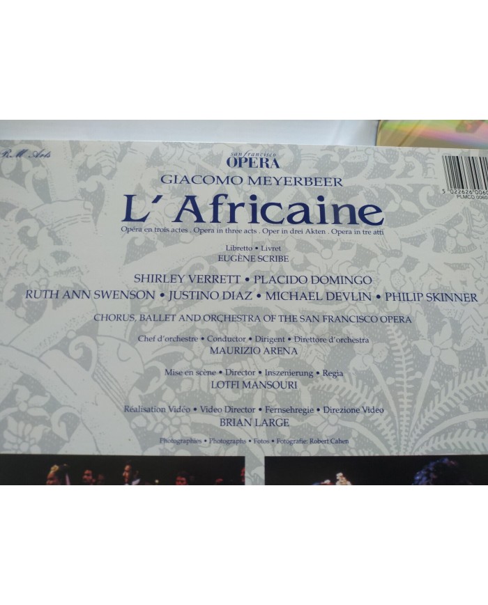 Meyerbeer L?Africaine Shirley Verrett Placido Domingo Mansouri 2 x LASERDISC LD Meyerbeer L?Africaine Shirley Verrett Placido Domingo Mansouri 2 x LASERDISC LD