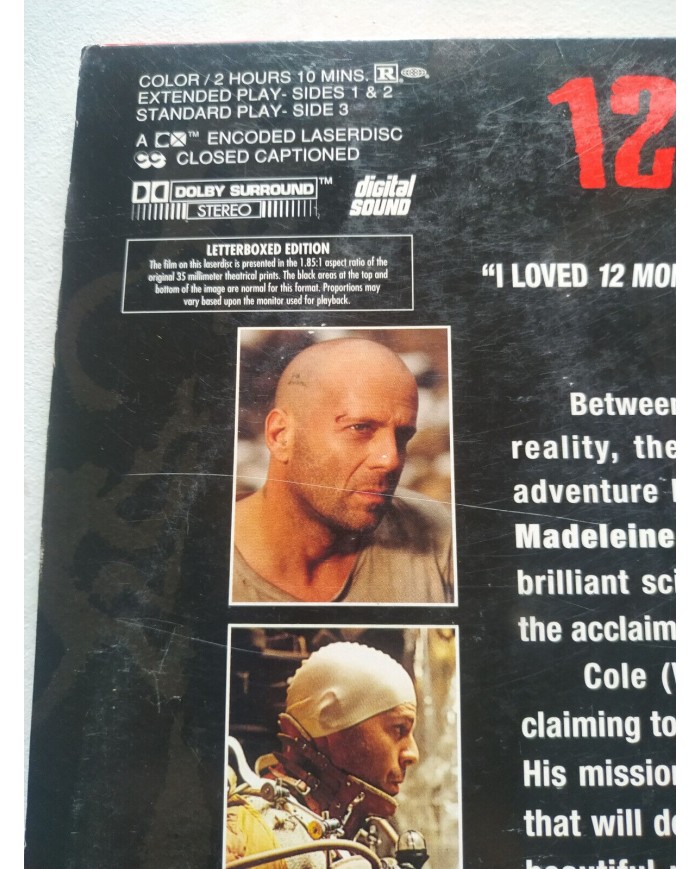 12 Monkeys Bruce Willis Brad Pitt StoweGilliam - LASERDISC LD Ingles NTSC Am